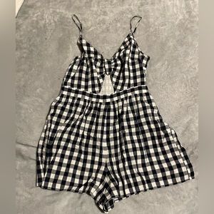 Blue and white checkered romper